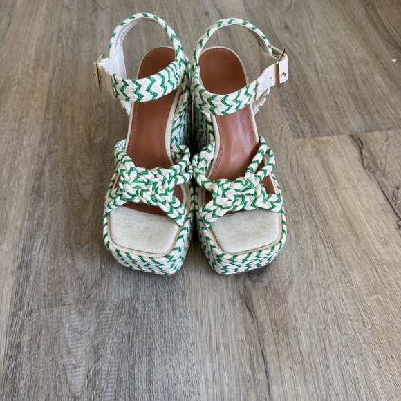 ASOS Green and White Woven Wedges - Picture 1 of 5